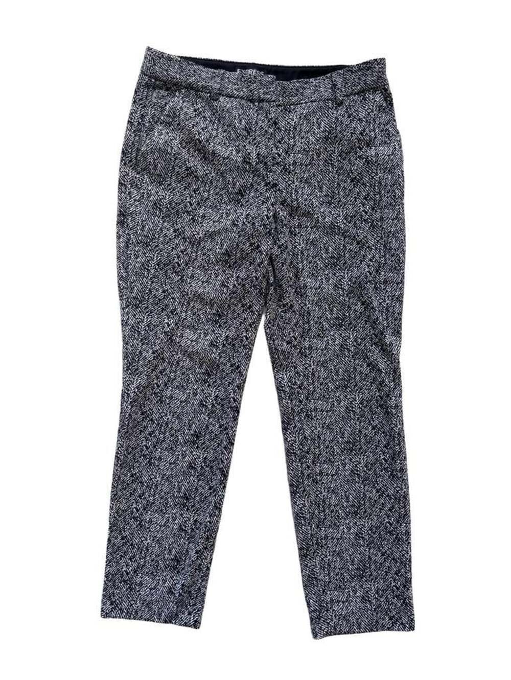 Express Columnist Ankle Mid Rise Black White Tweed Pants Size 8